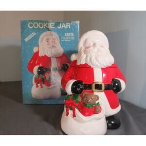 Vtg 1989 Grant Howard #1750 Musical Christmas Santa Claus Cookie Jar Works 12"